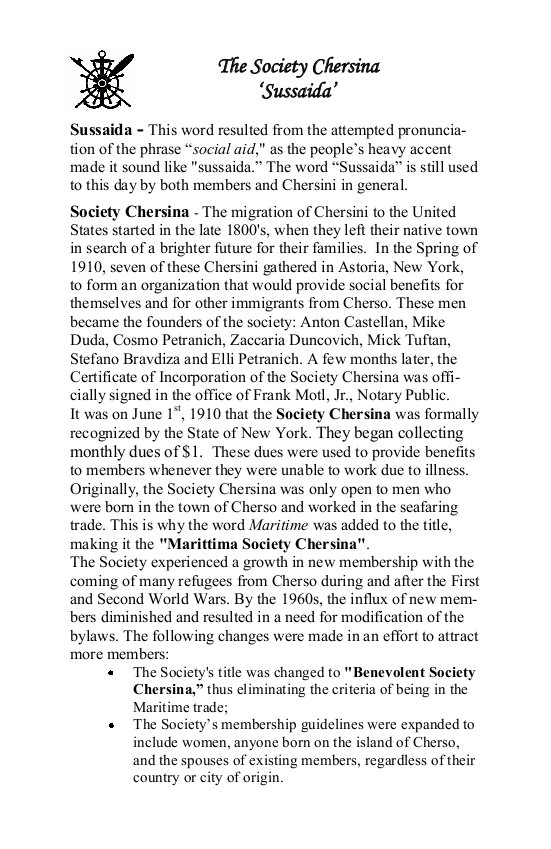 History of Society Chersina